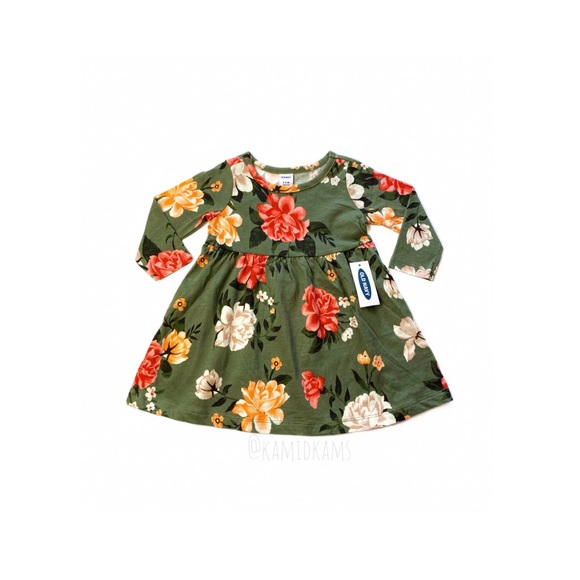 Old Navy Other - NWT Old Navy Olive Green Floral Dress 3-6 Months